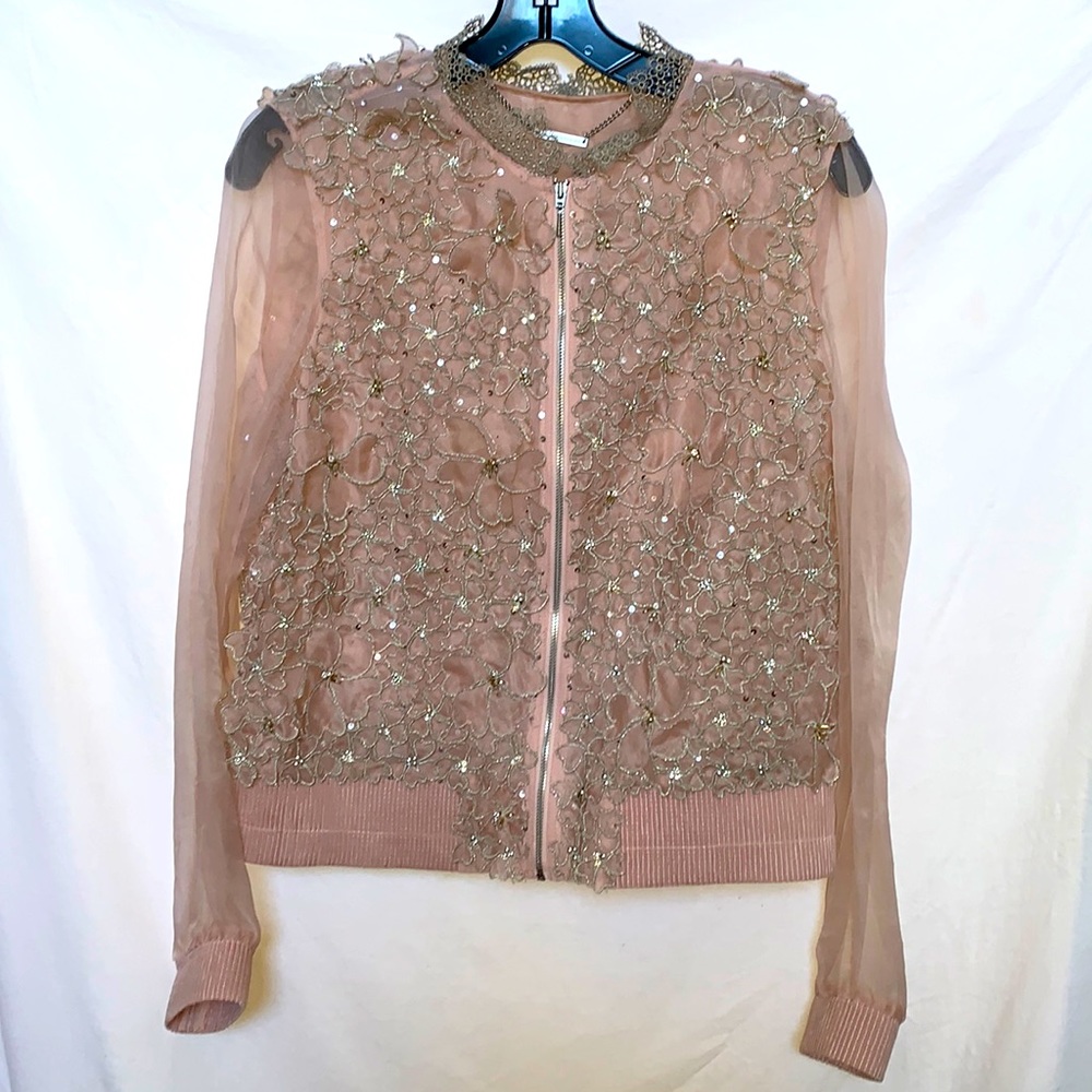 Elie Tahari lace bomber jacket